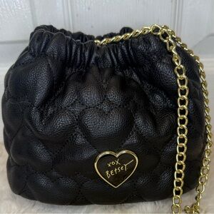 BETSY JOHNSON BLACK HEART QUILTED BAG WITH CHAIN